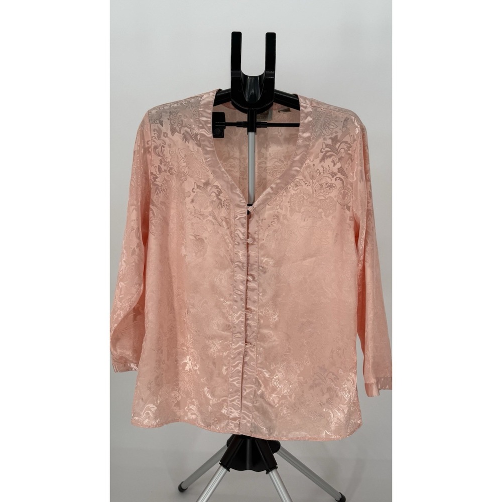 Vtg Victoria's Secret Gold Label Silky Pajama Top Sleepwear Size S Oversized GUC